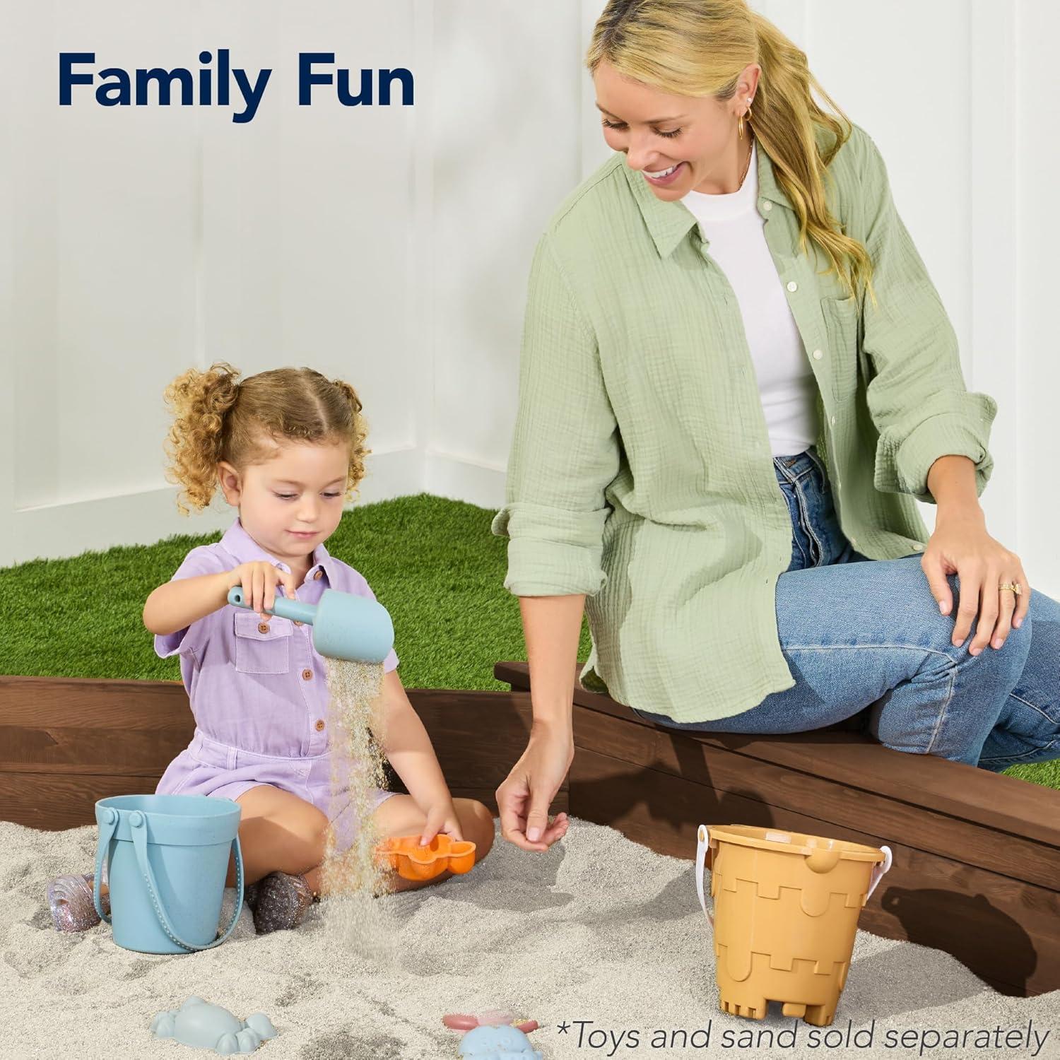 imageBest Choice Products Kids Large Octagonal Wooden Outdoor Sandbox with Cover w 4 Reinforced Benches 8 Seats XL Sandpit Bottom Liner  BrownWalnut