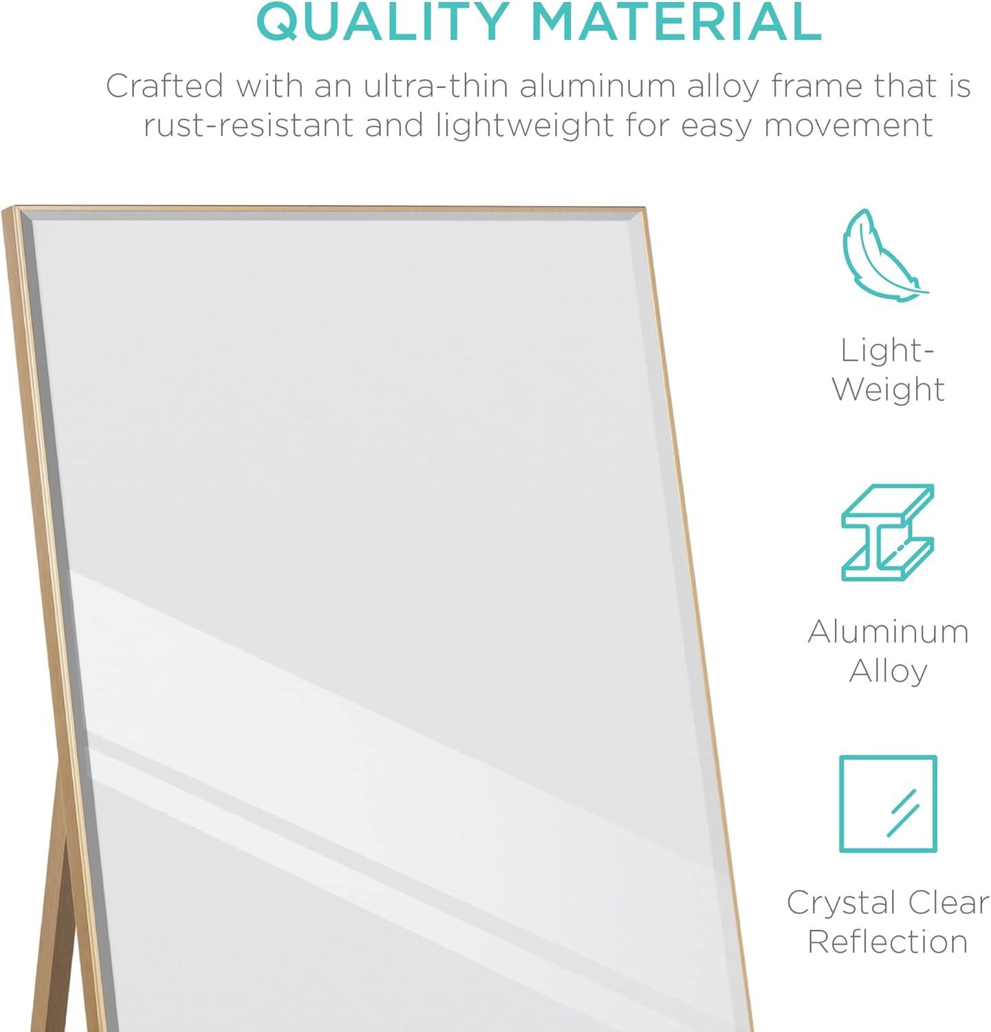 imageBest Choice Products Large 65x22in Full Length Mirror Rectangular Hanging ampamp Leaning Floor Mirror for Bedroom Living Room Vertical Horizontal wHigh Clarity Beveled Edges AntiBlast Film  GoldGold