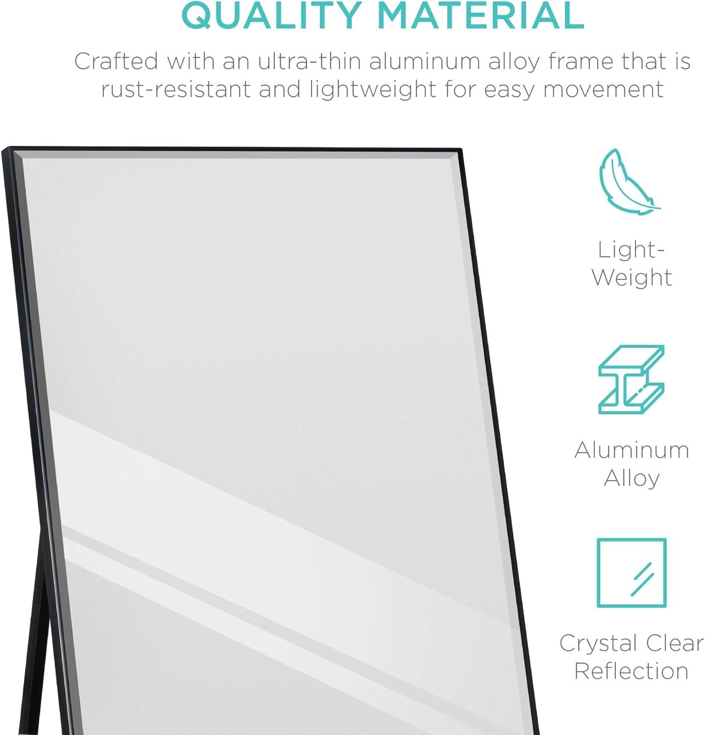 imageBest Choice Products Large 65x22in Full Length Mirror Rectangular Hanging ampamp Leaning Floor Mirror for Bedroom Living Room Vertical Horizontal wHigh Clarity Beveled Edges AntiBlast Film  GoldBlack