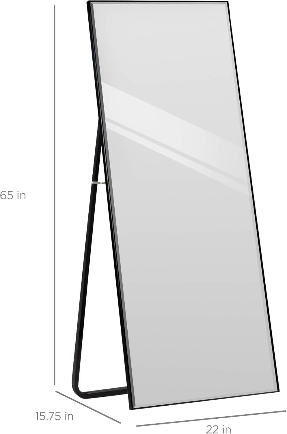imageBest Choice Products Large 65x22in Full Length Mirror Rectangular Hanging ampamp Leaning Floor Mirror for Bedroom Living Room Vertical Horizontal wHigh Clarity Beveled Edges AntiBlast Film  GoldBlack