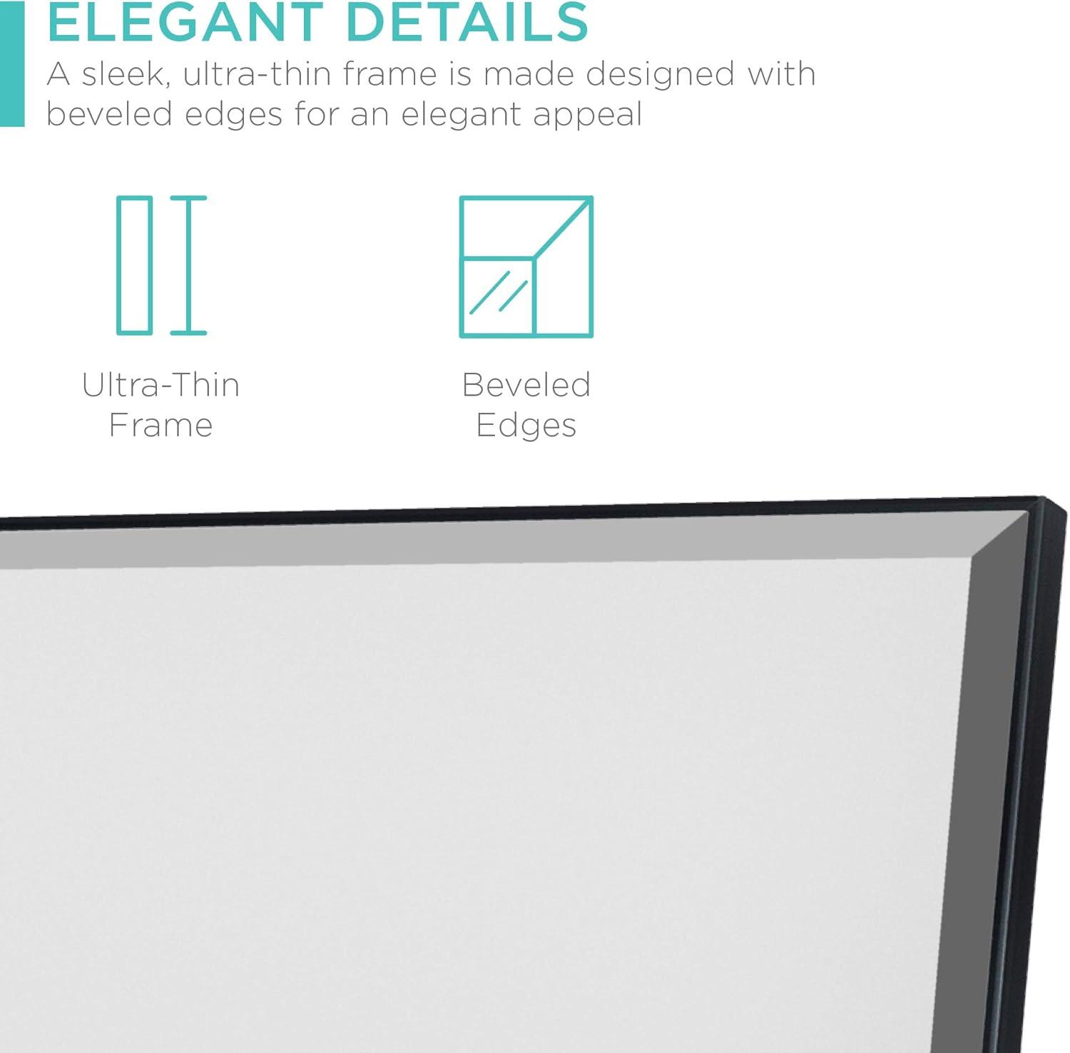 imageBest Choice Products Large 65x22in Full Length Mirror Rectangular Hanging ampamp Leaning Floor Mirror for Bedroom Living Room Vertical Horizontal wHigh Clarity Beveled Edges AntiBlast Film  GoldBlack