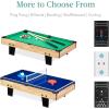 imageBest Choice Products 11in1 Kids Combo Game Table Set for Home Game Room wPing Pong Foosball Table Hockey Chess Checkers Shuffleboard Bowling 5 Accessory BagsLight Wood