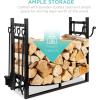 imageBest Choice Products 3425in Firewood Log Rack ampamp Tool Set Steel Wood Storage Accessory for Indoor Outdoor Fire Pit Fireplace wKindling Holder Shovel Poker Tongs Brush
