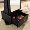 imageBest Choice Products 360 Swivel Mirrored Jewelry Cabinet Standing Armoire Makeup Storage Organizer wLEDlit Mirror 3 Shelves  WhiteBlack