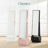 imageBest Choice Products 360 Swivel Mirrored Jewelry Cabinet Standing Armoire Makeup Storage Organizer wLEDlit Mirror 3 Shelves  WhiteBlack