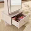 imageBest Choice Products 360 Swivel Mirrored Jewelry Cabinet Standing Armoire Makeup Storage Organizer wLEDlit Mirror 3 Shelves  WhiteCoastal White