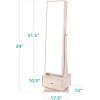 imageBest Choice Products 360 Swivel Mirrored Jewelry Cabinet Standing Armoire Makeup Storage Organizer wLEDlit Mirror 3 Shelves  WhiteCoastal White