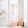 imageBest Choice Products 360 Swivel Mirrored Jewelry Cabinet Standing Armoire Makeup Storage Organizer wLEDlit Mirror 3 Shelves  WhiteDusty Pink