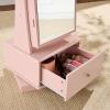 imageBest Choice Products 360 Swivel Mirrored Jewelry Cabinet Standing Armoire Makeup Storage Organizer wLEDlit Mirror 3 Shelves  WhiteDusty Pink