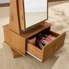 imageBest Choice Products 360 Swivel Mirrored Jewelry Cabinet Standing Armoire Makeup Storage Organizer wLEDlit Mirror 3 Shelves  WhiteRustic Brown