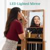imageBest Choice Products 360 Swivel Mirrored Jewelry Cabinet Standing Armoire Makeup Storage Organizer wLEDlit Mirror 3 Shelves  WhiteRustic Brown
