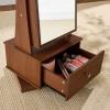 imageBest Choice Products 360 Swivel Mirrored Jewelry Cabinet Standing Armoire Makeup Storage Organizer wLEDlit Mirror 3 Shelves  WhiteWalnut