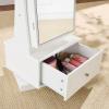 imageBest Choice Products 360 Swivel Mirrored Jewelry Cabinet Standing Armoire Makeup Storage Organizer wLEDlit Mirror 3 Shelves  WhiteWhite