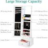 imageBest Choice Products 360 Swivel Mirrored Jewelry Cabinet Standing Armoire Makeup Storage Organizer wLEDlit Mirror 3 Shelves  WhiteWhite