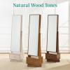 imageBest Choice Products 360 Swivel Mirrored Jewelry Cabinet Standing Armoire Makeup Storage Organizer wLEDlit Mirror 3 Shelves  WhiteWhite