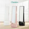 imageBest Choice Products 360 Swivel Mirrored Jewelry Cabinet Standing Armoire Makeup Storage Organizer wLEDlit Mirror 3 Shelves  WhiteWhite