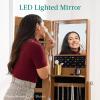 imageBest Choice Products 360 Swivel Mirrored Jewelry Cabinet Standing Armoire Makeup Storage Organizer wLEDlit Mirror 3 Shelves  WhiteWhite