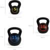 imageBest Choice Products 3Piece Kettlebell Set with Storage Rack HDPE Coated Exercise Fitness Concrete Weights for Home Gym Strength Training HIIT Workout 5lb 10lb 15lb