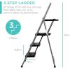 imageBest Choice Products 3Step Ladder with Tool Tray Portable Folding Wide AntiSlip Step Stool Hand Grip for Home and Office 330lb Capacity