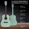 imageBest Choice Products 41in Full Size Beginner All Wood Acoustic Guitar Starter Set wGig Bag Strap Capo Strings Picks  SunburstSocal Green
