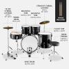imageBest Choice Products 5Piece Full Size Complete Adult Drum Set wCymbal Stands Stool Drum Pedal Sticks Floor Tom  BlackBlack