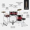 imageBest Choice Products 5Piece Full Size Complete Adult Drum Set wCymbal Stands Stool Drum Pedal Sticks Floor Tom  BlackDark Cherry Sunburst