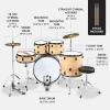 imageBest Choice Products 5Piece Full Size Complete Adult Drum Set wCymbal Stands Stool Drum Pedal Sticks Floor Tom  BlackNatural Woodgrain