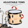 imageBest Choice Products 5Piece Full Size Complete Adult Drum Set wCymbal Stands Stool Drum Pedal Sticks Floor Tom  BlackNatural Woodgrain
