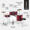 imageBest Choice Products 5Piece Full Size Complete Adult Drum Set wCymbal Stands Stool Drum Pedal Sticks Floor Tom  BlackRed Sparkle
