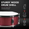 imageBest Choice Products 5Piece Full Size Complete Adult Drum Set wCymbal Stands Stool Drum Pedal Sticks Floor Tom  BlackRed Sparkle