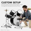 imageBest Choice Products 5Piece Full Size Complete Adult Drum Set wCymbal Stands Stool Drum Pedal Sticks Floor Tom  BlackSilver Sparkle