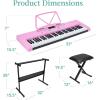 imageBest Choice Products 61Key Electronic Keyboard Piano Portable Electric Keyboard Complete Beginner Set wLED Screen Stand Bench Headphones  BlackPink