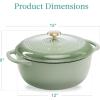 imageBest Choice Products 75 Quart Enamel CastIron Round Dutch Oven Family Style HeavyDuty PreSeasoned Cookware for Home Kitchen Dining Room Oven Safe wLid Dual Handles  Cornflower BlueSage Green