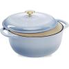 imageBest Choice Products 75 Quart Enamel CastIron Round Dutch Oven Family Style HeavyDuty PreSeasoned Cookware for Home Kitchen Dining Room Oven Safe wLid Dual Handles  Cornflower BlueCornflower Blue
