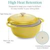 imageBest Choice Products 75 Quart Enamel CastIron Round Dutch Oven Family Style HeavyDuty PreSeasoned Cookware for Home Kitchen Dining Room Oven Safe wLid Dual Handles  Cornflower BlueLemon Meringue