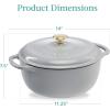 imageBest Choice Products 75 Quart Enamel CastIron Round Dutch Oven Family Style HeavyDuty PreSeasoned Cookware for Home Kitchen Dining Room Oven Safe wLid Dual Handles  Cornflower BlueFrench Gray