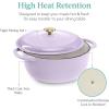 imageBest Choice Products 75 Quart Enamel CastIron Round Dutch Oven Family Style HeavyDuty PreSeasoned Cookware for Home Kitchen Dining Room Oven Safe wLid Dual Handles  Cornflower BlueLavender Mist