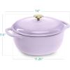 imageBest Choice Products 75 Quart Enamel CastIron Round Dutch Oven Family Style HeavyDuty PreSeasoned Cookware for Home Kitchen Dining Room Oven Safe wLid Dual Handles  Cornflower BlueLavender Mist