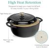 imageBest Choice Products 75 Quart Enamel CastIron Round Dutch Oven Family Style HeavyDuty PreSeasoned Cookware for Home Kitchen Dining Room Oven Safe wLid Dual Handles  Cornflower BlueBlack Licorice