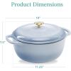 imageBest Choice Products 75 Quart Enamel CastIron Round Dutch Oven Family Style HeavyDuty PreSeasoned Cookware for Home Kitchen Dining Room Oven Safe wLid Dual Handles  Cornflower BlueCornflower Blue