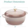 imageBest Choice Products 75 Quart Enamel CastIron Round Dutch Oven Family Style HeavyDuty PreSeasoned Cookware for Home Kitchen Dining Room Oven Safe wLid Dual Handles  Cornflower BlueMushroom Beige