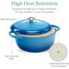 imageBest Choice Products 75 Quart Enamel CastIron Round Dutch Oven Family Style HeavyDuty PreSeasoned Cookware for Home Kitchen Dining Room Oven Safe wLid Dual Handles  Cornflower BlueBlue