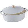 imageBest Choice Products 75 Quart Enamel CastIron Round Dutch Oven Family Style HeavyDuty PreSeasoned Cookware for Home Kitchen Dining Room Oven Safe wLid Dual Handles  Cornflower BlueFrench Gray