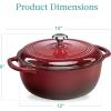 imageBest Choice Products 75 Quart Enamel CastIron Round Dutch Oven Family Style HeavyDuty PreSeasoned Cookware for Home Kitchen Dining Room Oven Safe wLid Dual Handles  Cornflower BlueRed