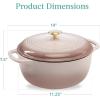 imageBest Choice Products 75 Quart Enamel CastIron Round Dutch Oven Family Style HeavyDuty PreSeasoned Cookware for Home Kitchen Dining Room Oven Safe wLid Dual Handles  Cornflower BlueMushroom Beige