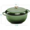 imageBest Choice Products 75 Quart Enamel CastIron Round Dutch Oven Family Style HeavyDuty PreSeasoned Cookware for Home Kitchen Dining Room Oven Safe wLid Dual Handles  Cornflower BlueDeep Olive Green