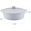 imageBest Choice Products 75 Quart Enamel CastIron Round Dutch Oven Family Style HeavyDuty PreSeasoned Cookware for Home Kitchen Dining Room Oven Safe wLid Dual Handles  Cornflower BlueFrench Gray