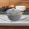 imageBest Choice Products 75 Quart Enamel CastIron Round Dutch Oven Family Style HeavyDuty PreSeasoned Cookware for Home Kitchen Dining Room Oven Safe wLid Dual Handles  Cornflower BlueGraphite Gray