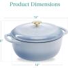 imageBest Choice Products 75 Quart Enamel CastIron Round Dutch Oven Family Style HeavyDuty PreSeasoned Cookware for Home Kitchen Dining Room Oven Safe wLid Dual Handles  Cornflower BlueCornflower Blue
