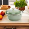 imageBest Choice Products 75 Quart Enamel CastIron Round Dutch Oven Family Style HeavyDuty PreSeasoned Cookware for Home Kitchen Dining Room Oven Safe wLid Dual Handles  Cornflower BlueSage Green